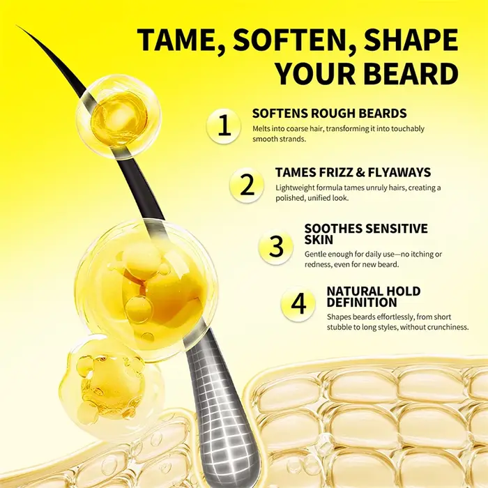 Baume à barbe pour homme, non gras, rafraîchissant, crème lissante pour barbe, soin naturel longue durée pour l'entretien et le coiffage de la barbe