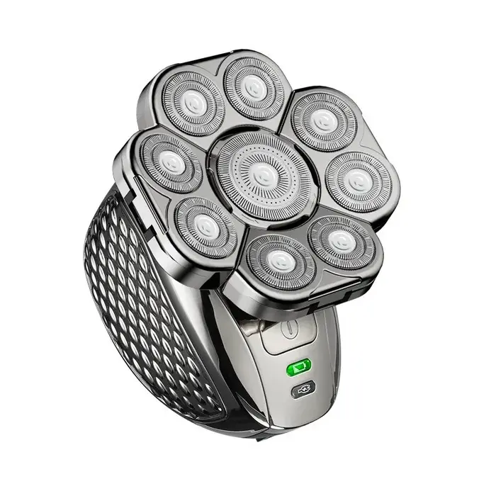 Rasoir électrique rechargeable à 9 lames avec tête flottante, rasoir de toilettage multifonction 6-en-1 pour crâne chauve et barbe
