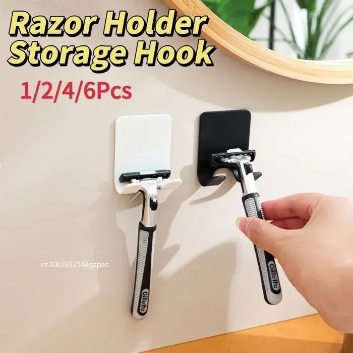 1/2/4/6 pièces salle de bain porte-rasoir crochet de rangement mur hommes rasage rasoir étagère sans poinçon