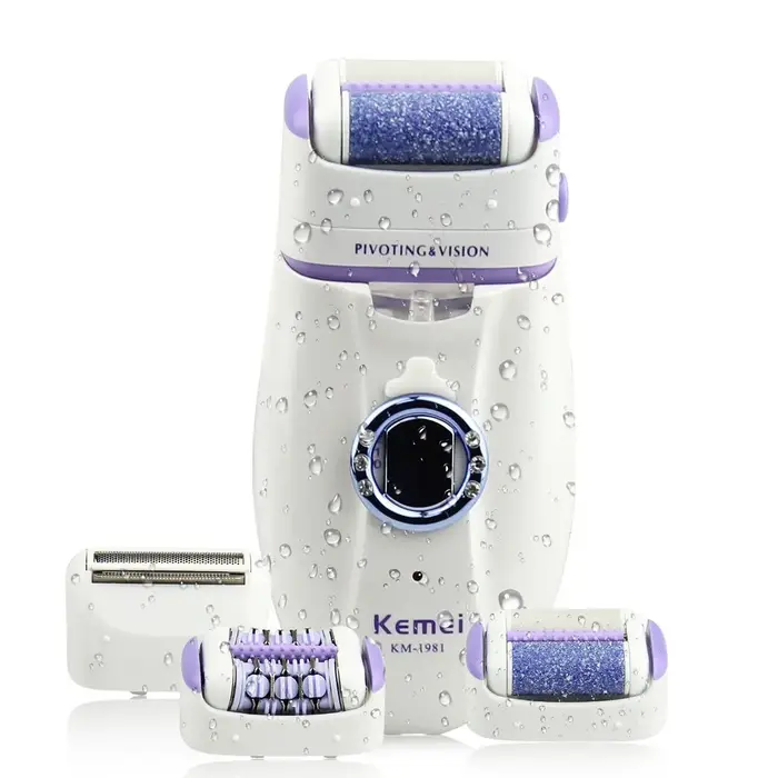 Kemei 1981 3in1 électrique femmes épilateur femme rasoir jambe corps épilation dépilatoire dame Bikini tondeuse pied callosités dissolvant