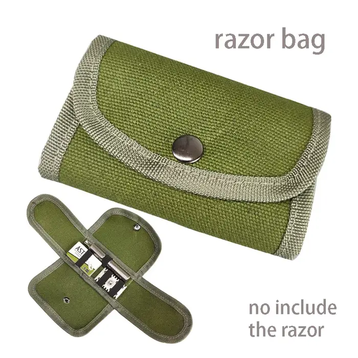 Dscosmetic – sac de rasoir de sécurité à double bord, sac de voyage en toile de couleur verte, poche