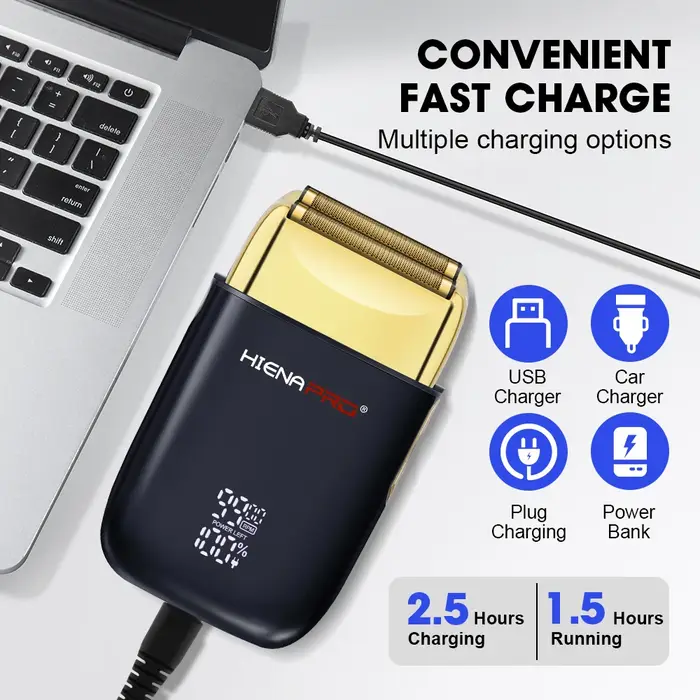 HIENA machine à raser hommes rasoir électrique tondeuse à cheveux boîtier en métal Rechargeable Pro