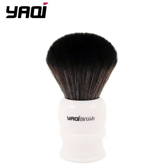 Brosse de rasage humide Yaqi 30mm taille noeud blanc poignée noir cheveux synthétiques