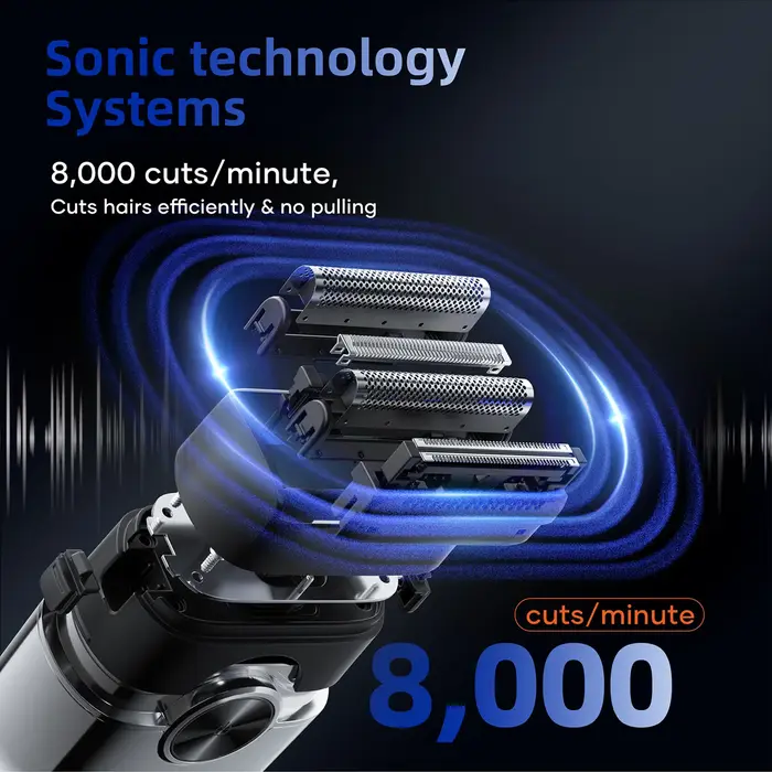 KENSEN S26 rasoir électrique pour hommes 4D lames flottantes feuille rasoirs étanche 8000 tr/min tondeuse à barbe