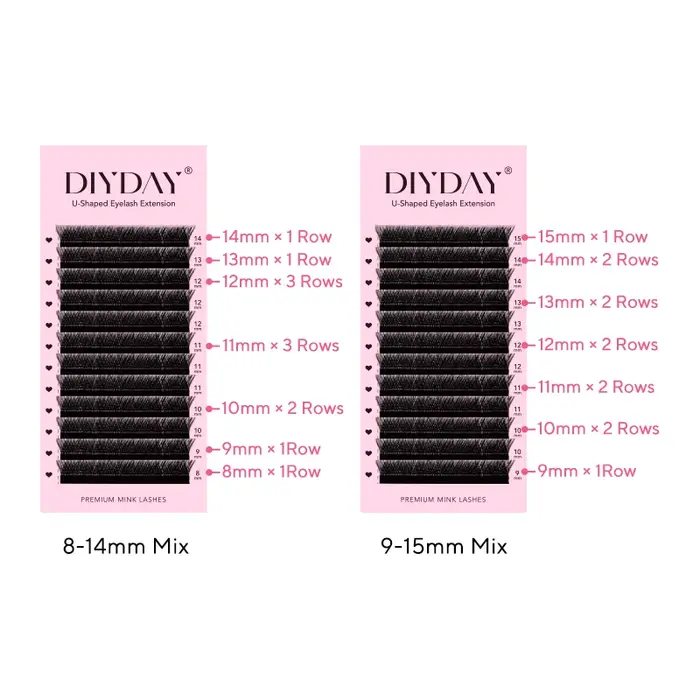 DIYDAY Extension de cils YY en forme de U Premium PBT Double couche U Sahpe YY