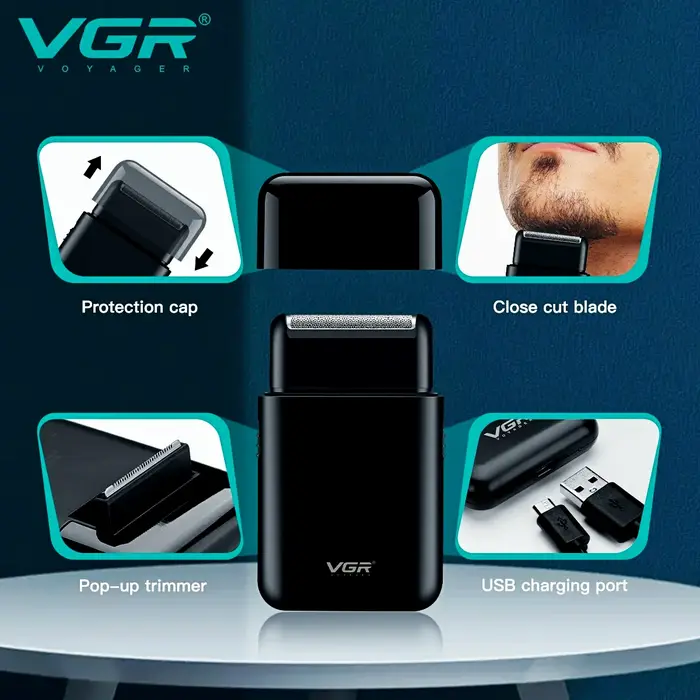 VGR Rasoir électrique Tondeuse À Barbe Professionnelle