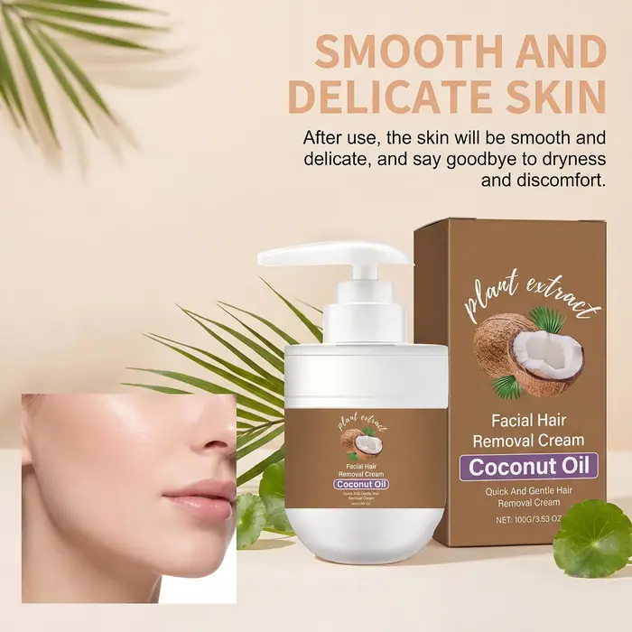 Crème dépilatoire à l'huile de coco pour le visage