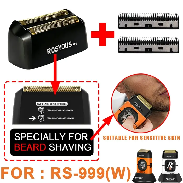 ROSYOUS RS-999W Rasoir Électrique Professionnel à Double Grille 13000 tr/min Moteur Magnétique Vectoriel Entièrement Métallique avec Station de Recharge pour Hommes