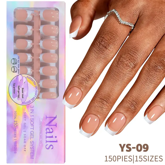 150 pièces/boîte pointes de Gel français presse sur les ongles noir café amande