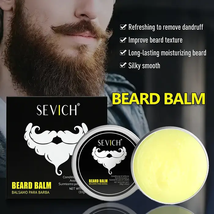 Baume à barbe 30g, cire coiffante pour barbe, crème hydratante pour soins de la barbe, adoucissant p