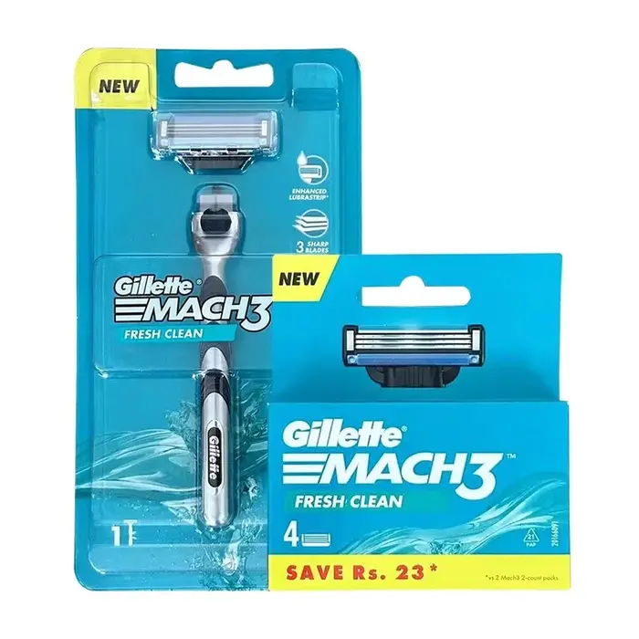 Ensemble de rasoirs Gillette Mach3 pour hommes, 1 manche + 5 recharges de lames, 3 couches de lames,