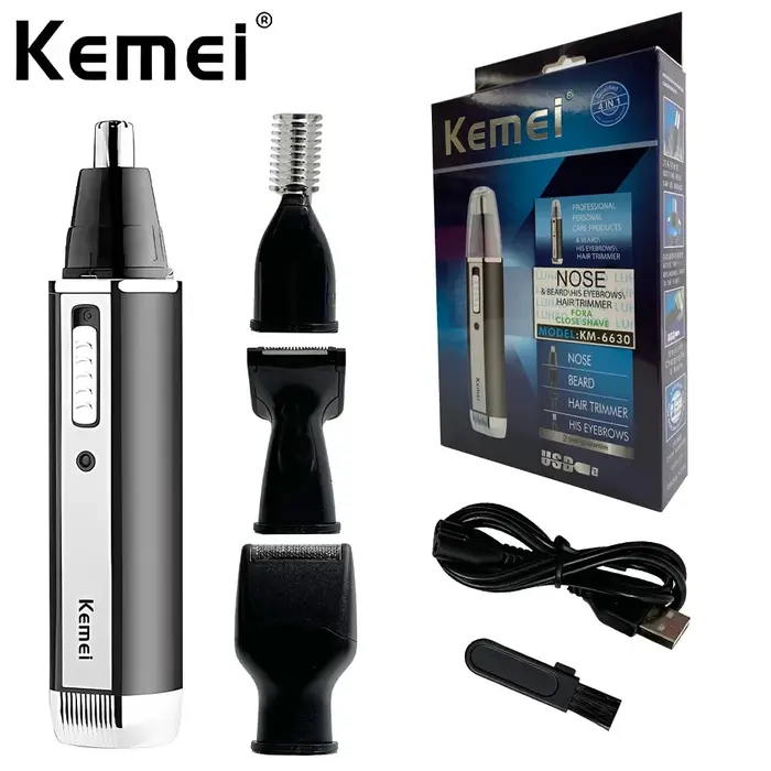 Kemei KM-6630 4 en 1 nez sourcils cheveux tondeuse à barbe rasoir électrique Rechargeable nez oreille