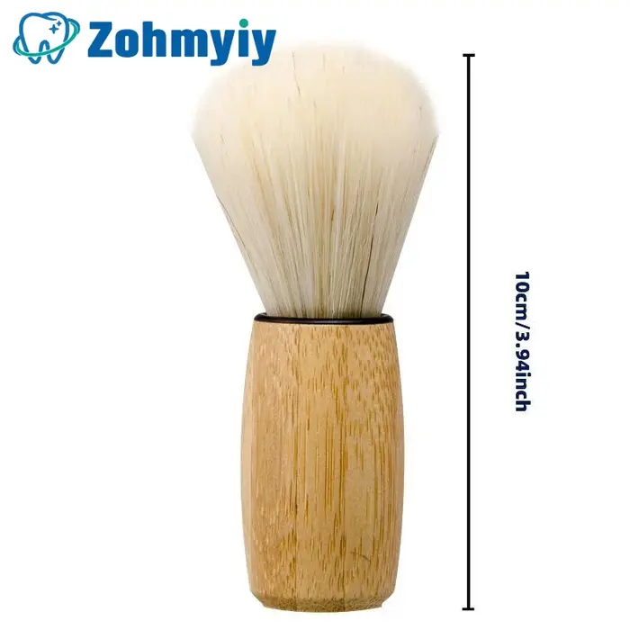 1 Brosse à raser la barbe avec manche en bois et poils naturels