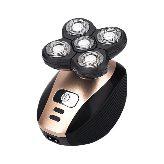 Kit de rasage électrique rotatif à chargement USB pour hommes - cinq lames - étanche IPX5 - lavable - tondeuse à barbe portative
