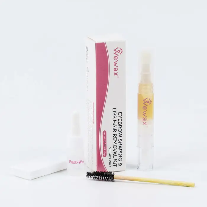 Kit de cire dépilatoire pour le visage WEWAX à l'odeur de miel, formule hypoallergénique douce pour sourcils, lèvres, barbe, doigts, épilation partielle précise.