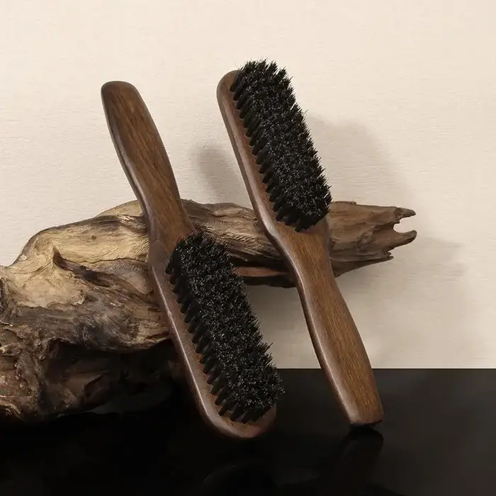 Manche en bois poils de sanglier barbe brosse outil de rasage