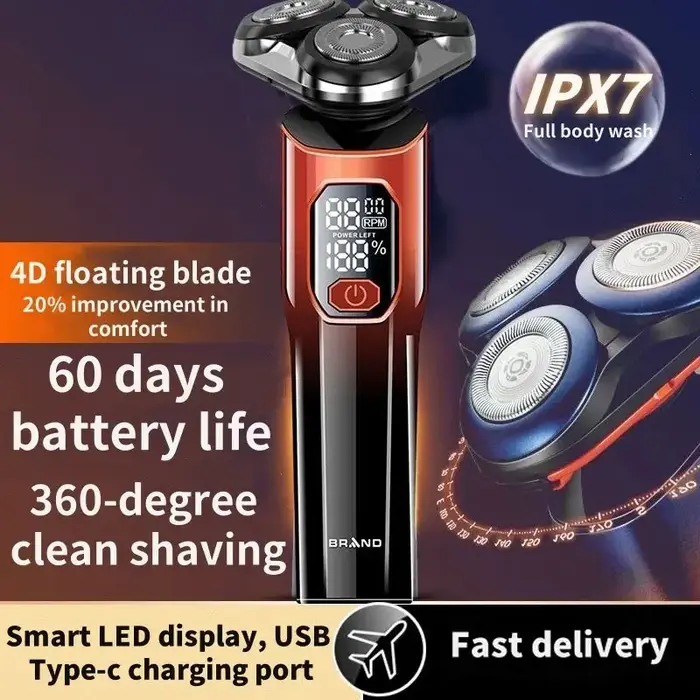 Nouveau tondeuse à cheveux hommes ensemble de rasoir électrique 4D 3 tête