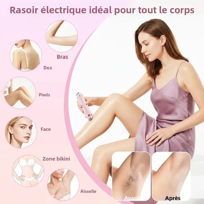 Rasoir électrique double tête 2 en 1 pour femmes