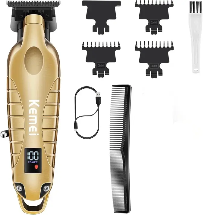 Kemei 2293 professionnel hommes tondeuse à barbe zéro écart sans fil tondeuse à cheveux barbier fini