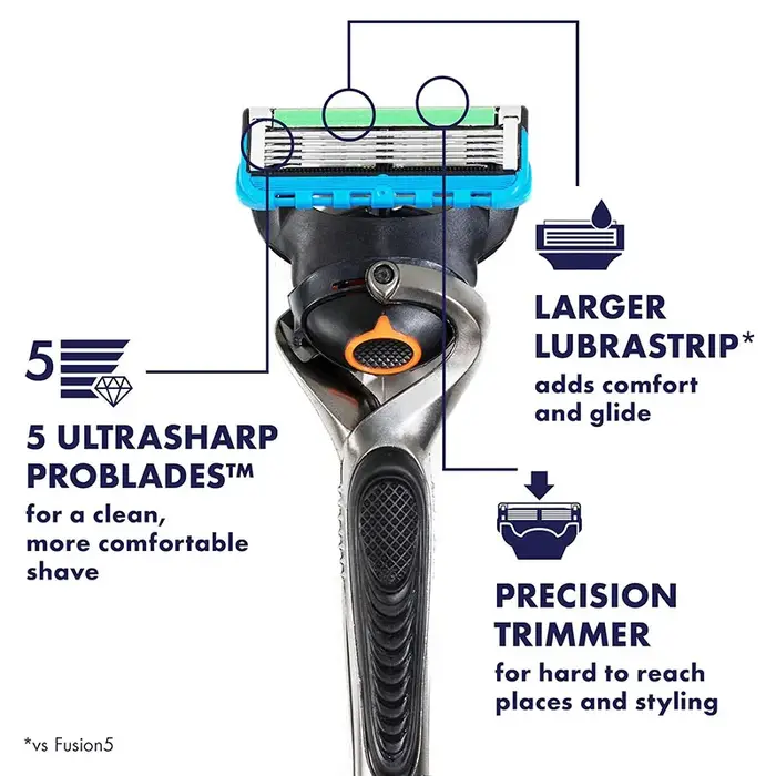 Gillette ProGlide Power rasoir hommes visage barbe rasage Flexball poignée Microcomb
