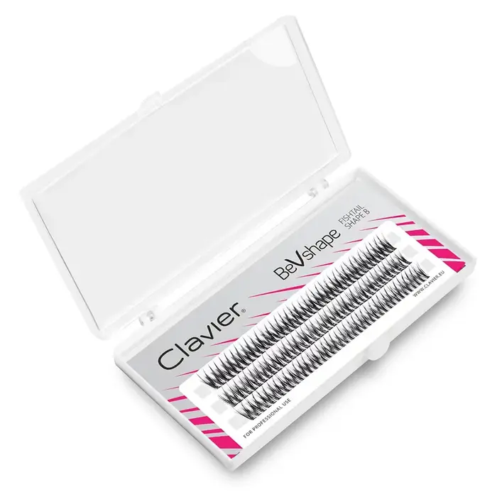 Clavier naturel grappe de cils BeVshape queue de poisson forme B Curling cils 10D soie doux cils out