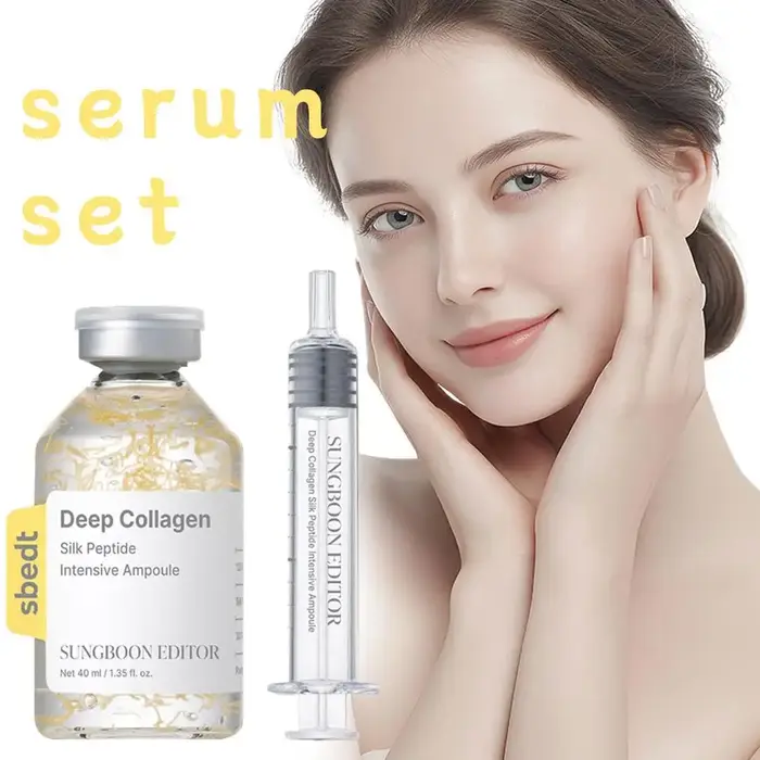 Kit de soin de la peau coréen Sbect - Ampoule de collagène en soie à action profonde, crème stimulante en sérum, crème en capsules au rétinol, éclaircissant