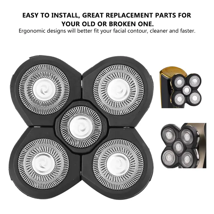 Rasoir à barbe électrique 5 lames tête rotative accessoire étanche remplacement