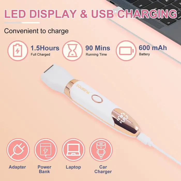 Solimpia 5 en 1 dispositif d'épilation électrique Rechargeable corps nez tondeuse sourcils Kit de toilettage pour femme