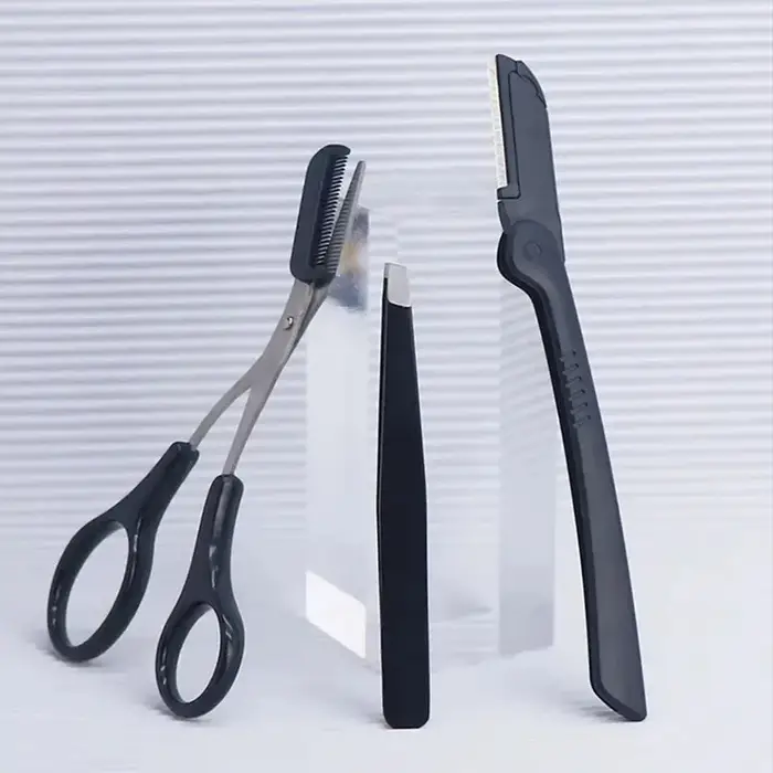 1/3 pièces pince à sourcils en acier inoxydable peigne ciseaux tondeuse