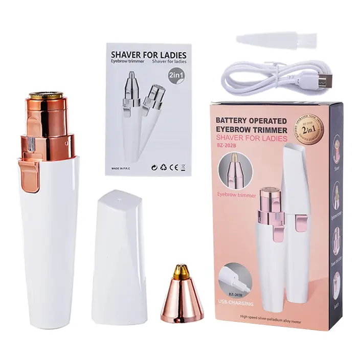 Épilateur électrique Rechargeable 2 en 1, tondeuse à sourcils, corps féminin, visage, rouge à lèvres