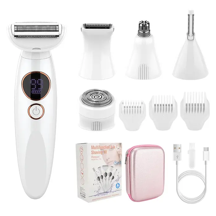 RESUXI 733 5 en 1 épilateur électrique multifonctionnel pour femmes rasoirs pour le visage tondeuse à sourcils indolore