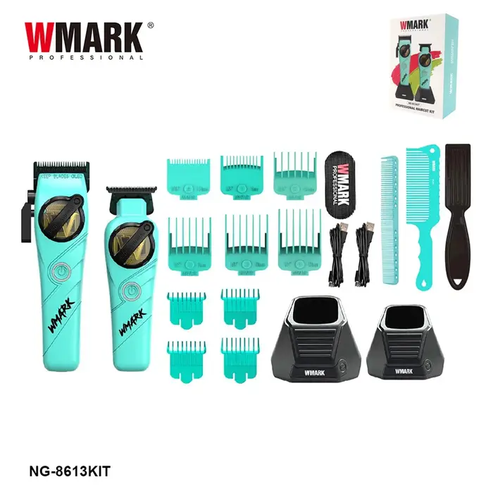 WMARK NG-8613KIT tondeuse pour hommes 8500 tr/min lame DLC entièrement en métal avec chargeur de Base ensemble de Machine de coupe de cheveux de barbier professionnel