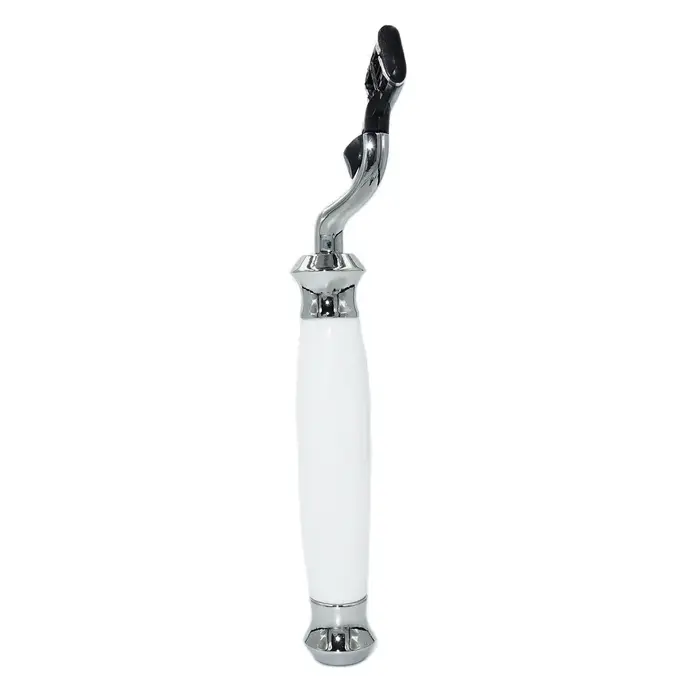 IRAZOR Classic Mach 3 rasoir de sécurité pour hommes rasage de la barbe épilation poignée acrylique en résine blanche avec cartouche de lame à 3 couches