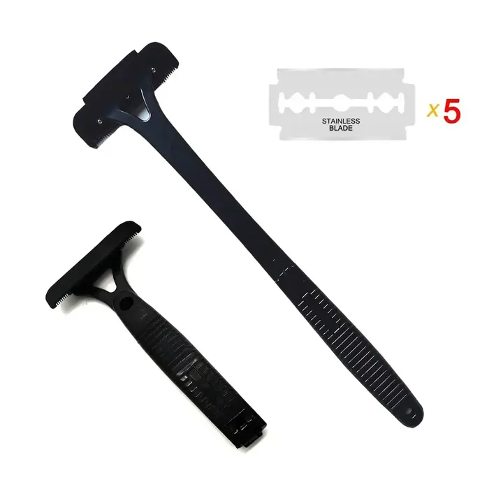 Rasoir arrière pour hommes, lame à deux têtes, tondeuse pliable, corps, jambe, manche Long, épilatio