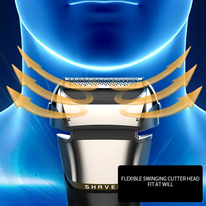 Rasoir électrique 4D pour hommes, Rechargeable, pour barbier, USB type-c, étanche, HT-909