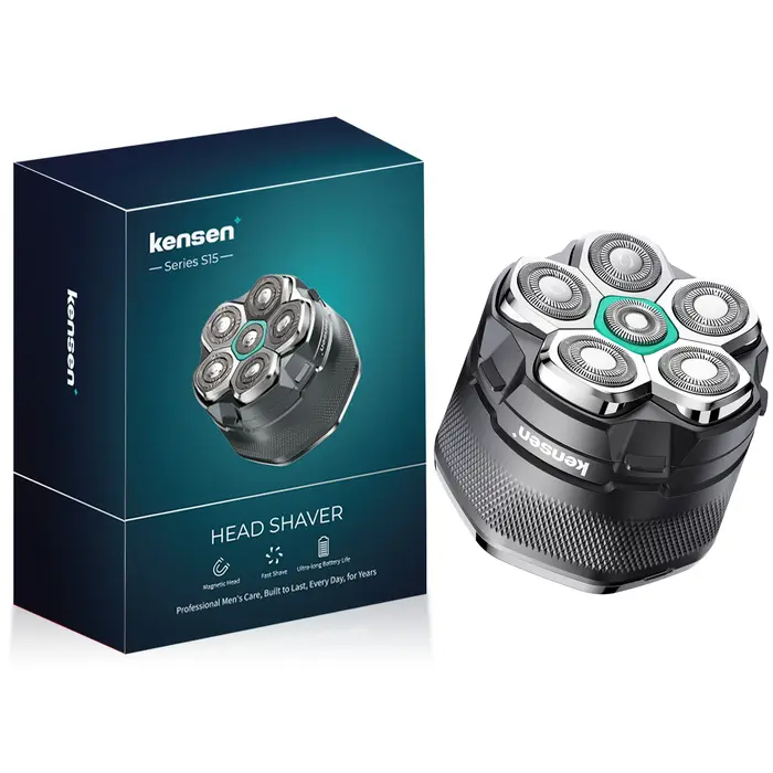 KENSEN rasoirs à tête électrique pour hommes chauve 6D rasoir magnétique tondeuse à barbe USB LED Re