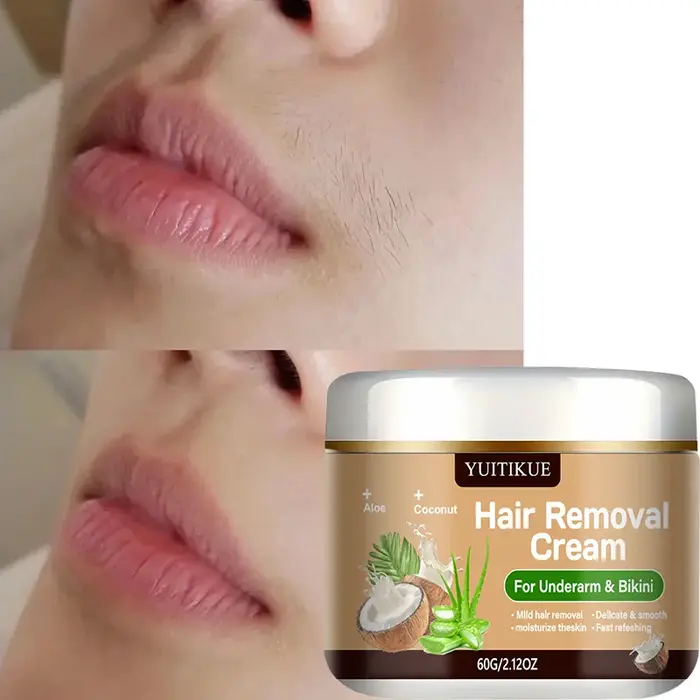 Crème dépilatoire YUITIKUE pour les aisselles et le bikini | Avec de l'aloe vera et de l'huile de coco | Formule