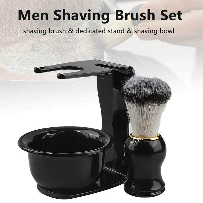 Kit de rasage professionnel pour hommes, brosse à raser à poils doux, bol à savon et support pour brosses, outil de toilettage pour rasage humide de la moustache.
