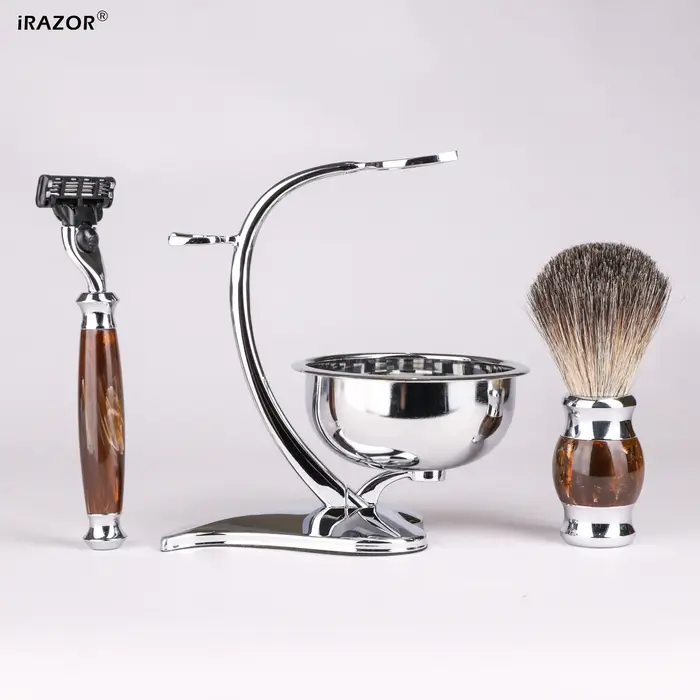IRAZOR Kit de rasage professionnel pour hommes-Mach 3 lame de rasoir blaireau cheveux accessoire de barbier outil