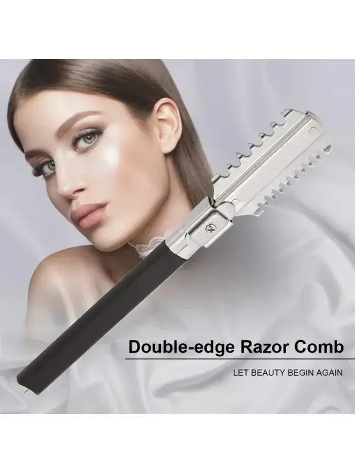Manche en caoutchouc professionnelle bord amovible en acier inoxydable rasoir de rasage professionnel barbier cheveux rasoirs droits