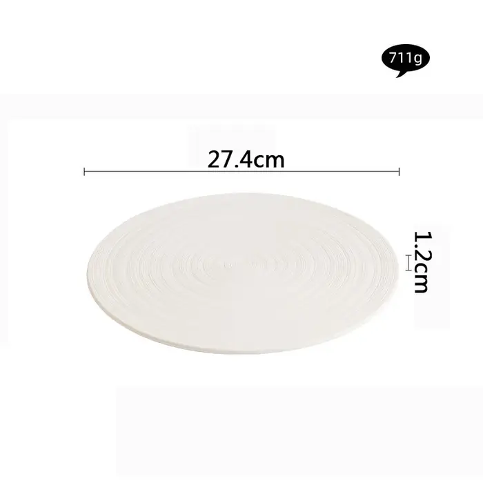 Assiette plate en céramique brossée circulaire, assiette à steak, assiette à pâtes, assiette à desse