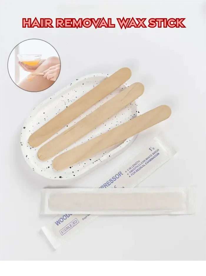 Bâtonnets applicateurs de cire emballés individuellement - Spatules en bois jetables pour l'épilation