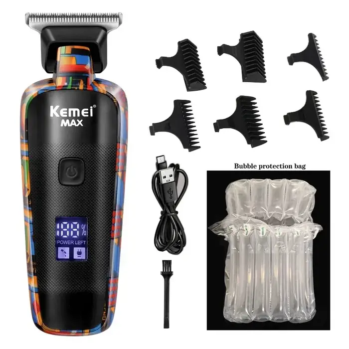 Kemei tondeuse à cheveux professionnelle pour hommes2 rasoir électrique pour barbe lame en T 0mm Mac