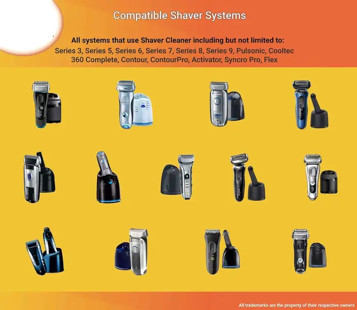 Cartouches de recharge Clean & Renew de 250 ml pour rasoirs Kemei/VGR, compatibles avec tous les rasoirs électriques Philips/Braun et autres marques.