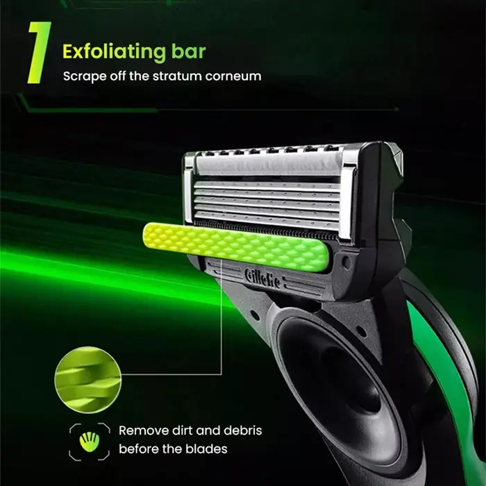 Ensemble de rasoirs Gillette Labs en collaboration avec Co-branded : 1 manche + 2 recharges de lames + support