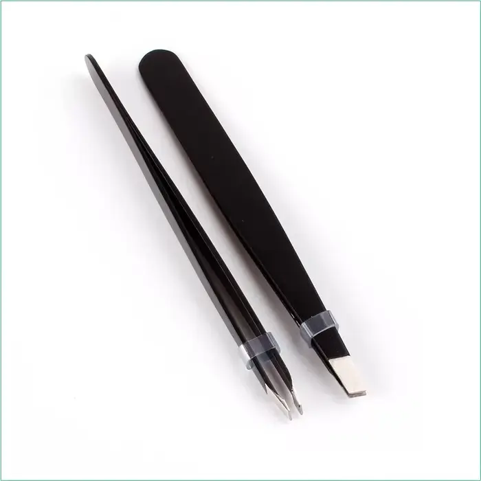 Pince à sourcils noire en acier inoxydable, pointe inclinée, Kit d'outils de maquillage pour épilati