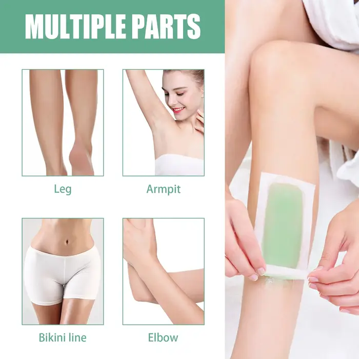 Bandes de cire dépilatoire professionnelles pour l'été, papier de cire froide double face pour les jambes et le corps, dépilation rapide et douce