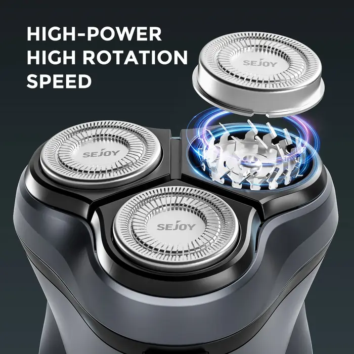 Rasoir électrique Sejoy BLASTO1 pour hommes, rasoir électrique rechargeable, tête flottante triple, 