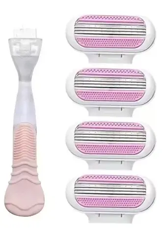 Rasoir de sécurité pour femmes avec 1 manche + 4/8 lames, pour le visage, les jambes, les aisselles,