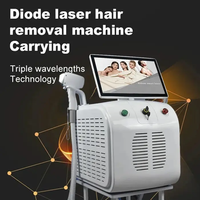 Machine d'épilation laser à diodes sans fil 808nm 755nm 1064nm, indolore et permanente, pour le corp